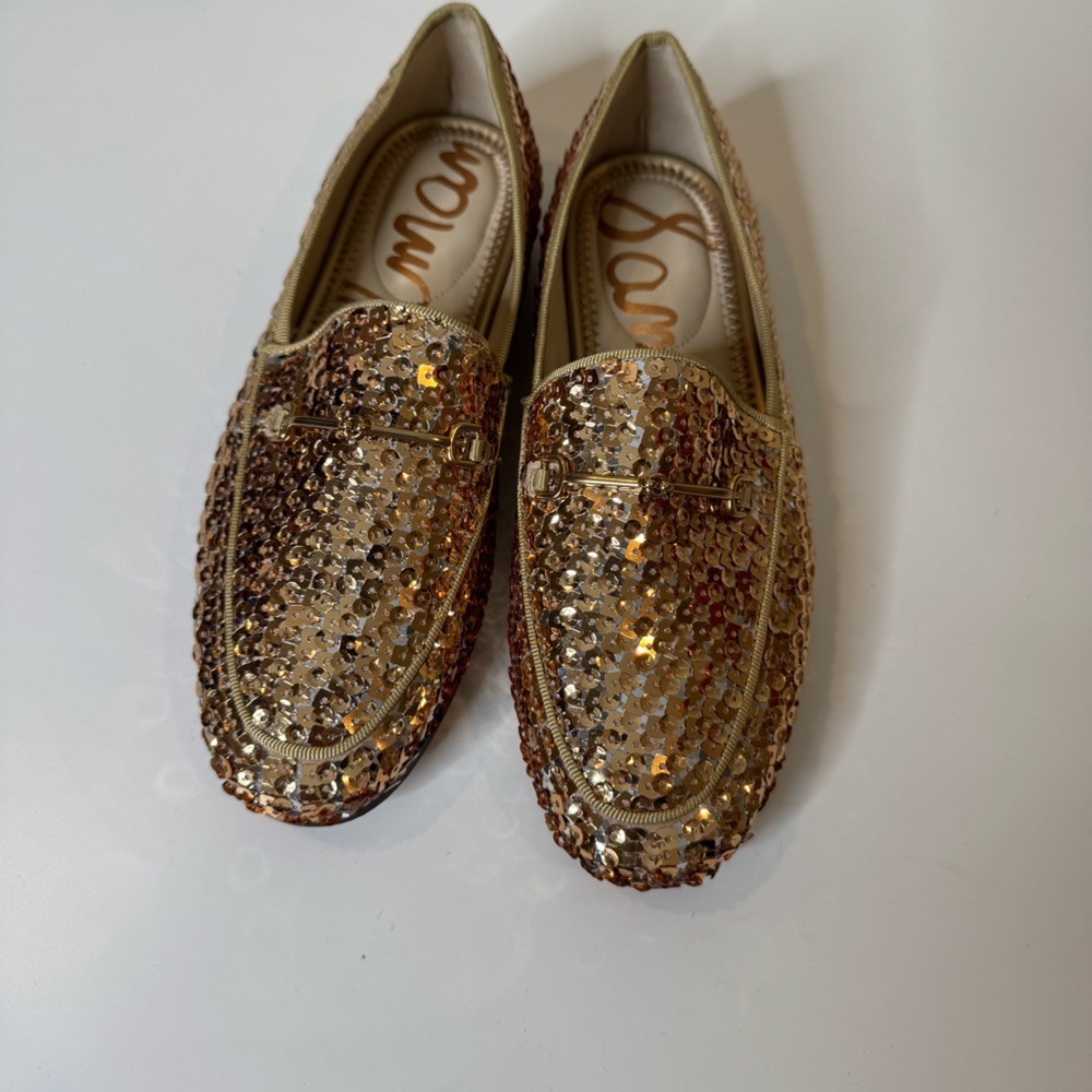 Sam Edelman Gold Sequin LORAINE BIT LOAFER kids size 2